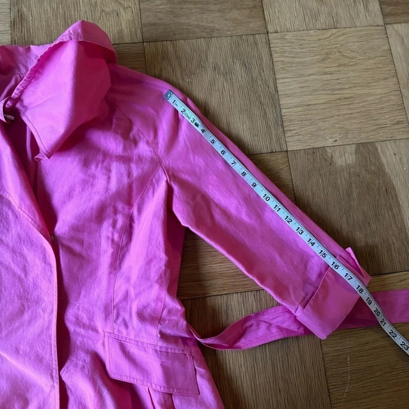 Lafayette 148 Pink Trench Jacket US 2 Belted Overcoat Barbiecore Style - Picture 8 of 8